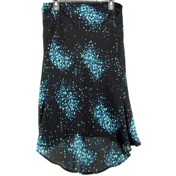 SALE! Abstract Flare Ruffle Black Blue Long Skirt - Picture 2 of 2